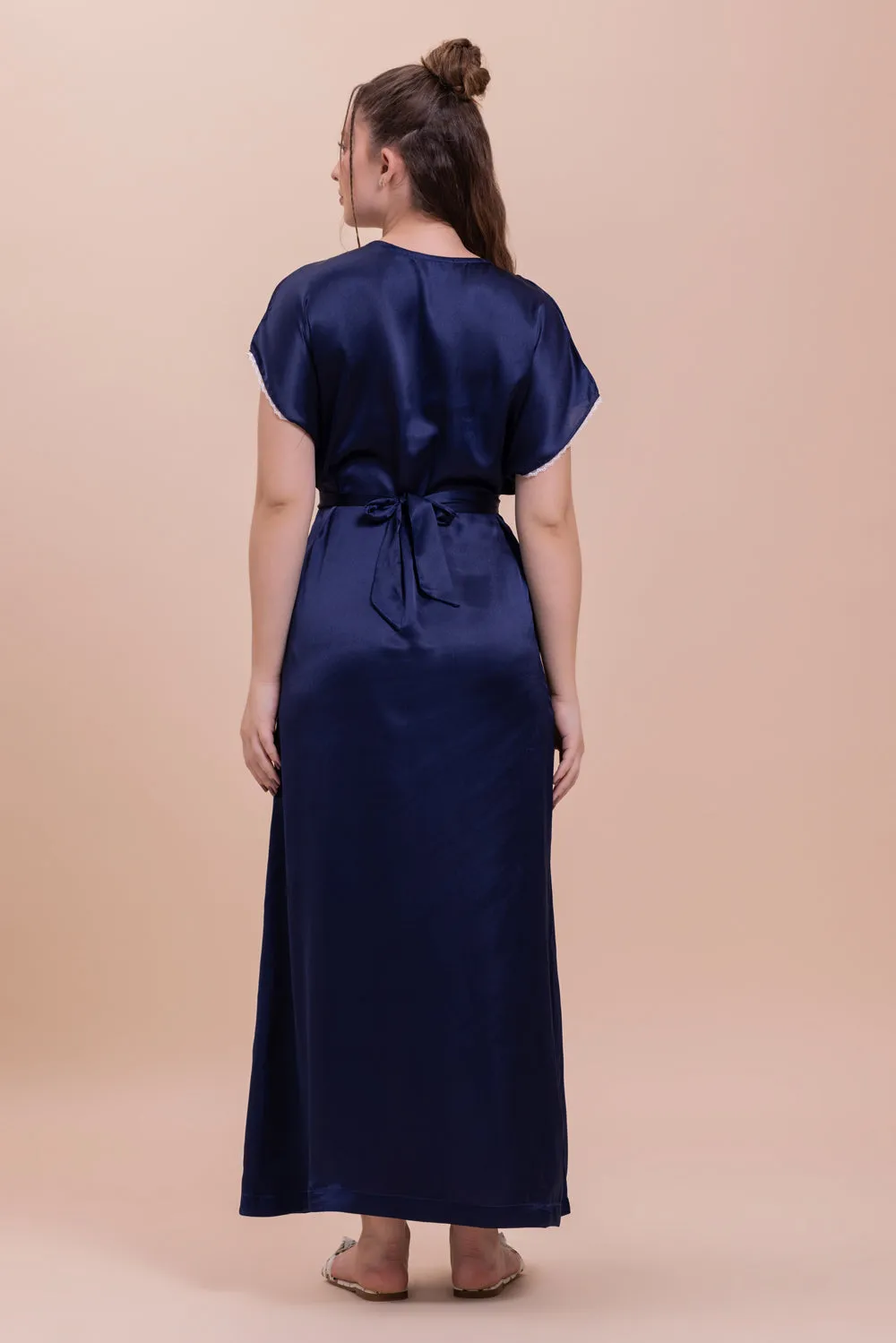 Elegant Blue Satin Night dress