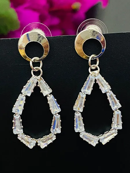 Elegant Oxidized Party Wear Earrings With White Stones