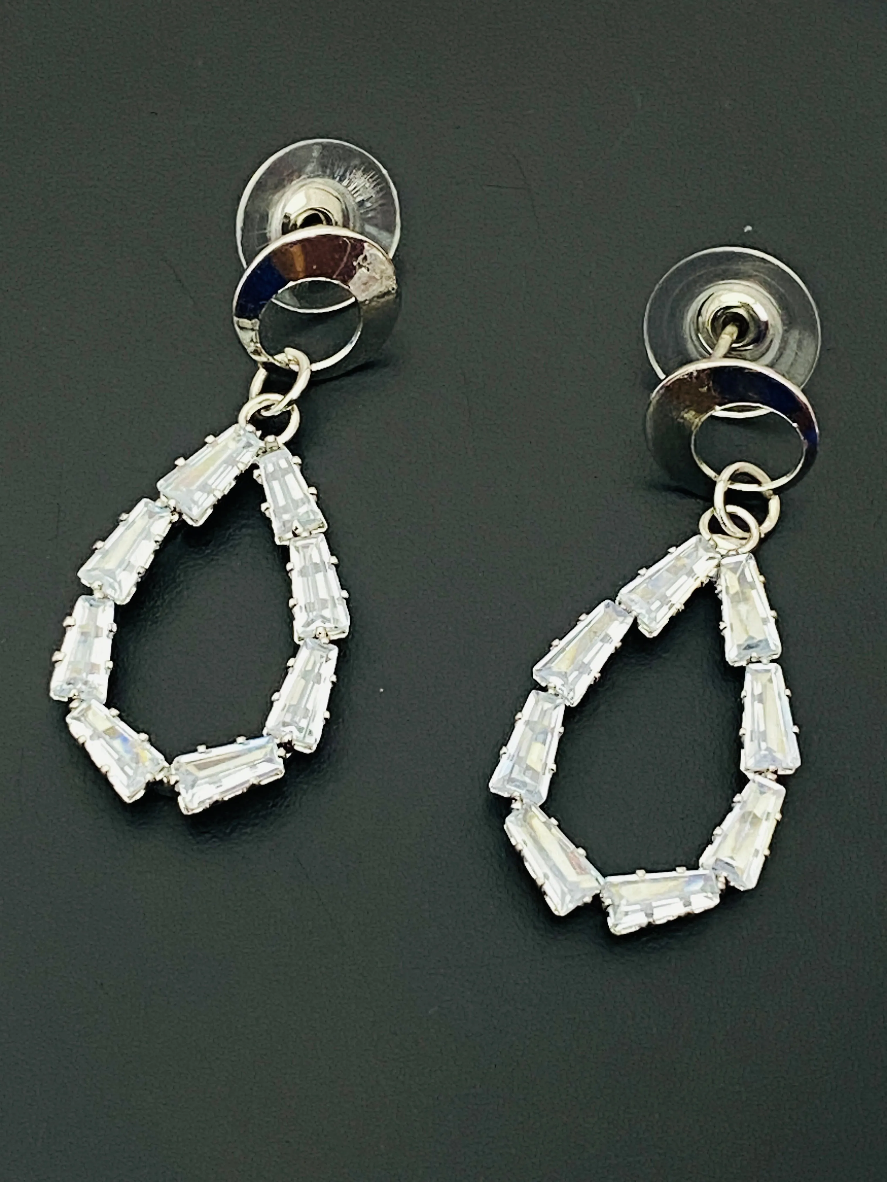 Elegant Oxidized Party Wear Earrings With White Stones