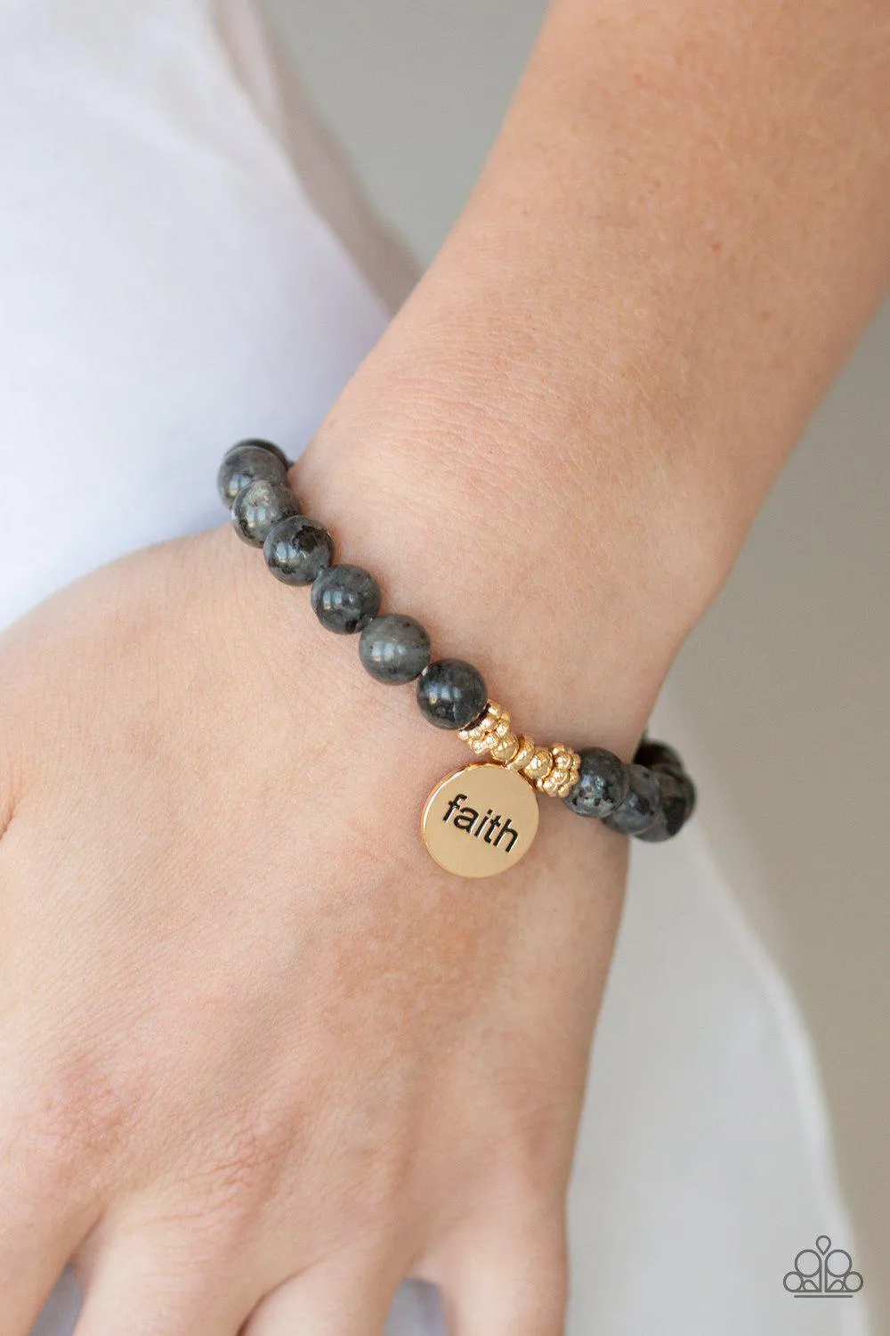 FAITH It, Till You Make It - Black Stone Stretch Bracelet - Paparazzi Accessories