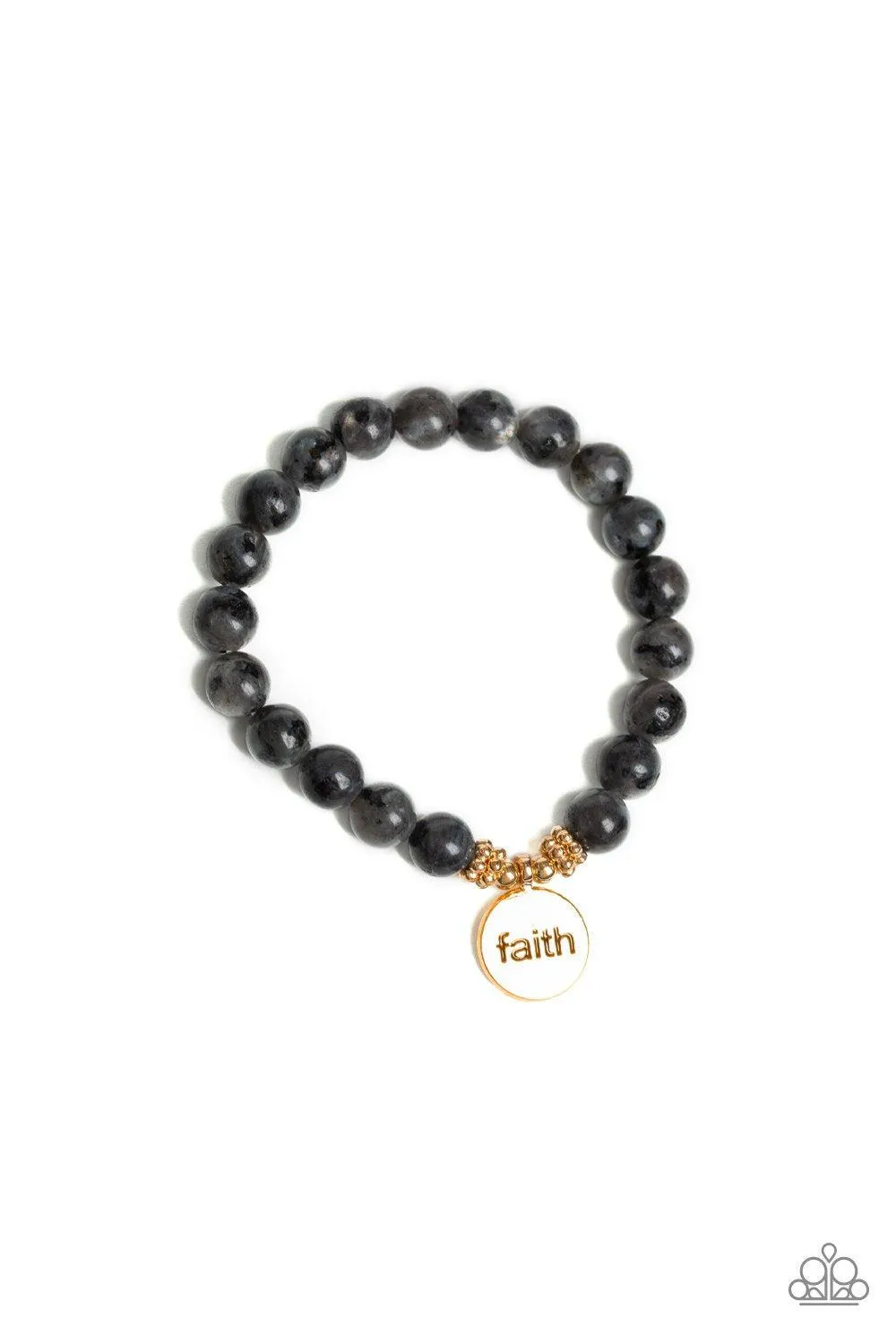 FAITH It, Till You Make It - Black Stone Stretch Bracelet - Paparazzi Accessories