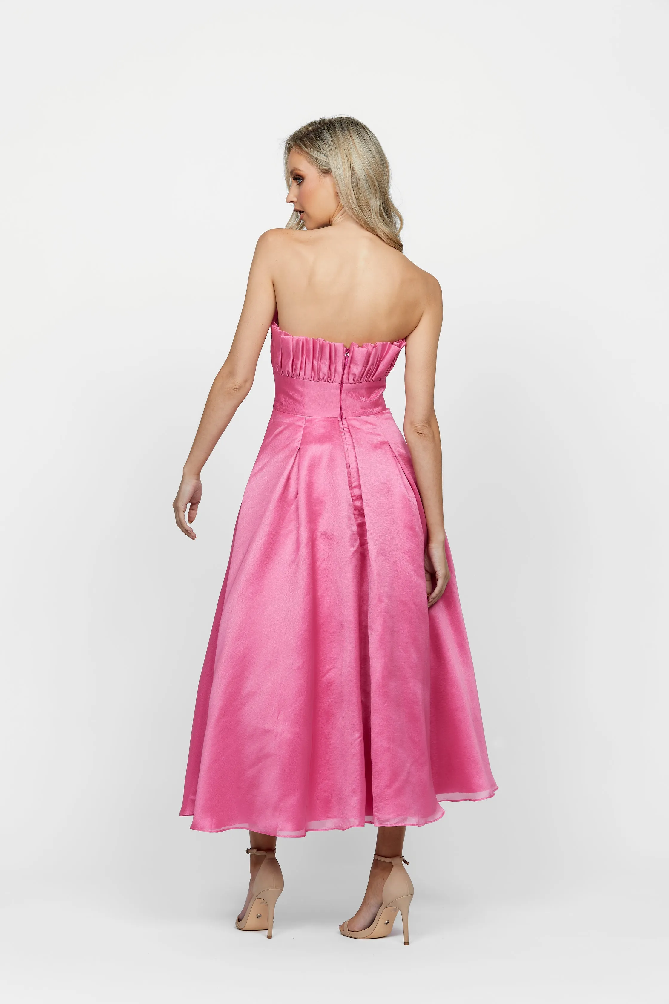 Farra Strapless Ruffle A-line