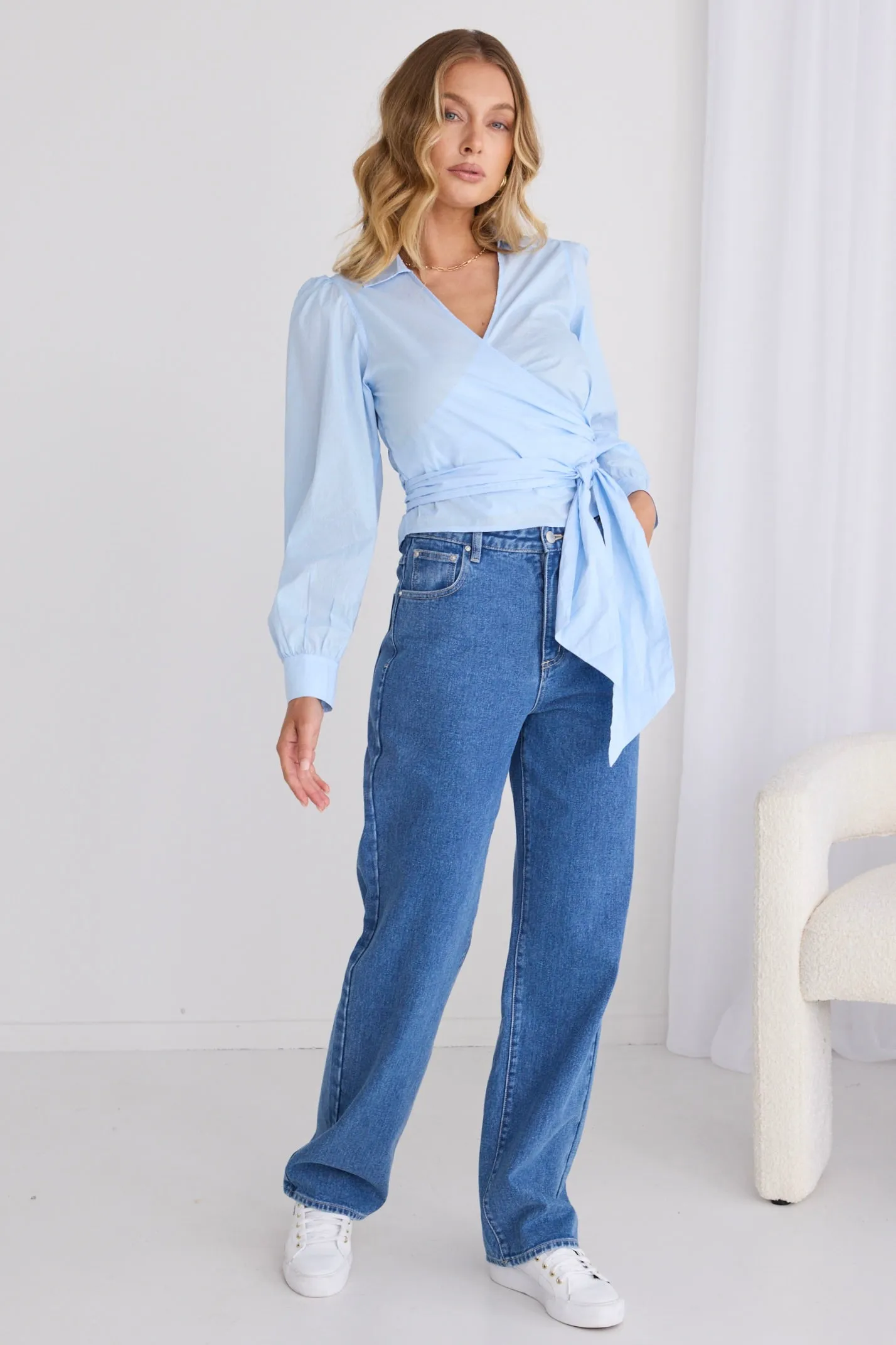 Flair Powder Blue Wrap Shirt