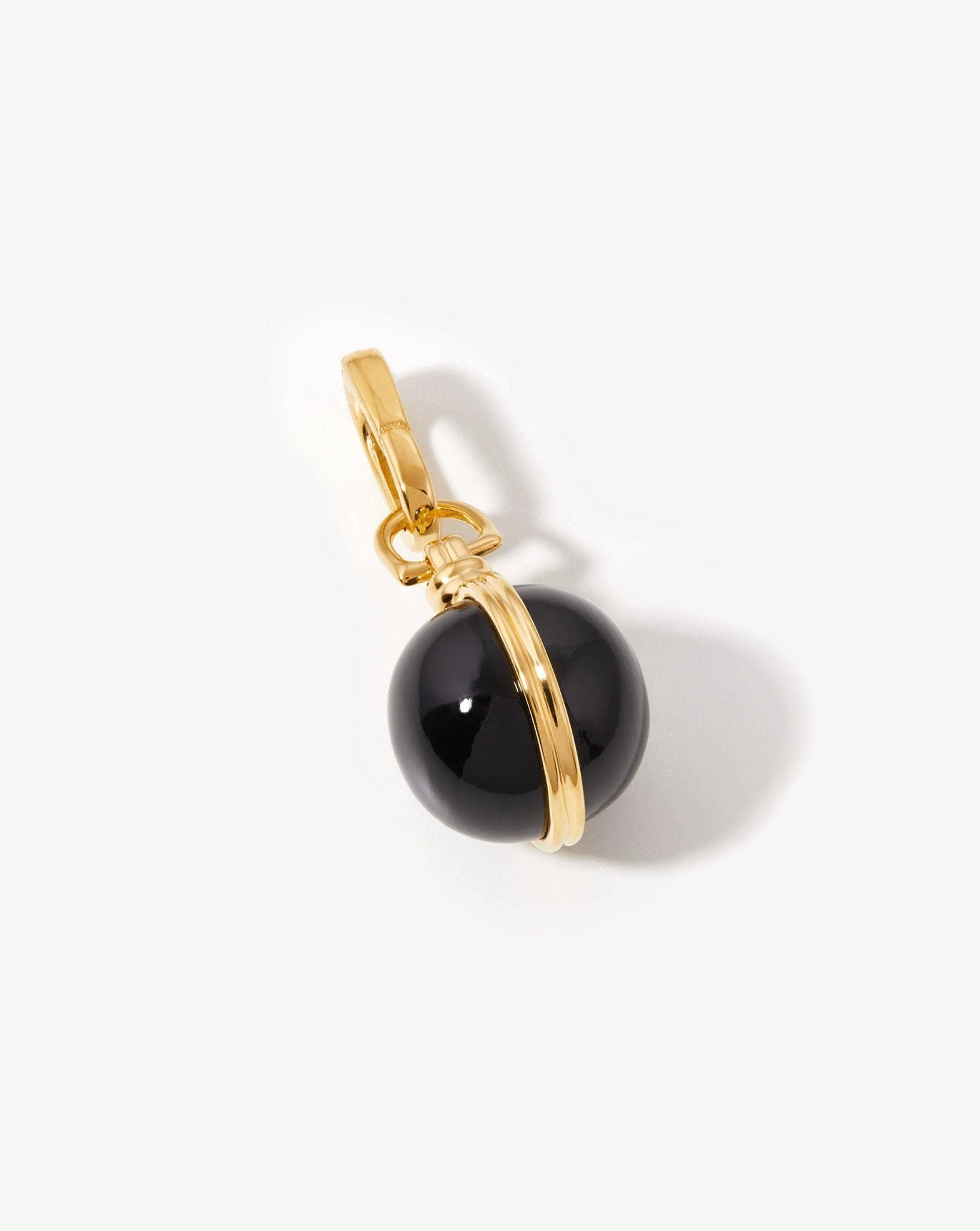 Gemstone Sphere Clip-On Pendant | 18ct Gold Plated, Black Onyx