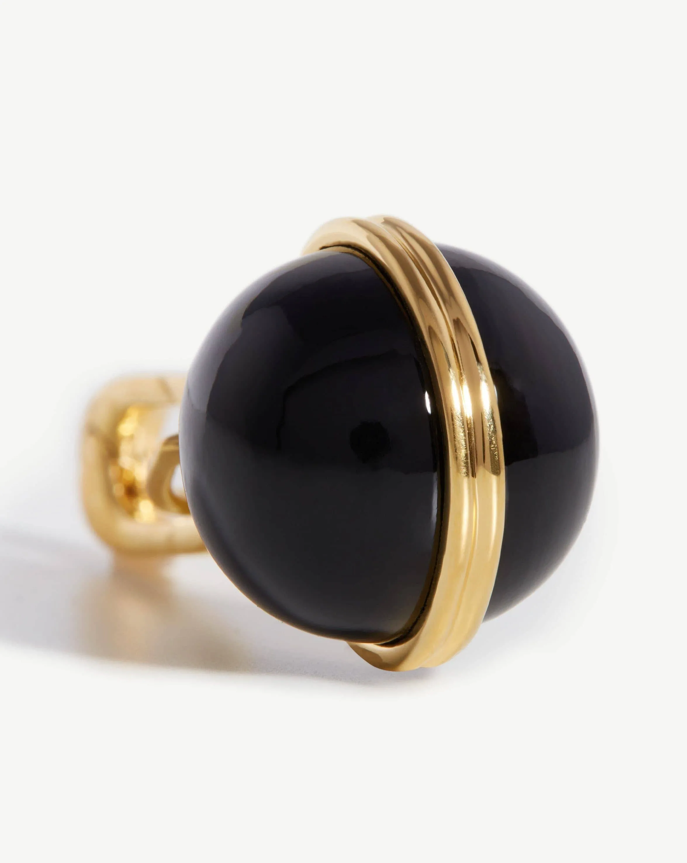 Gemstone Sphere Clip-On Pendant | 18ct Gold Plated, Black Onyx