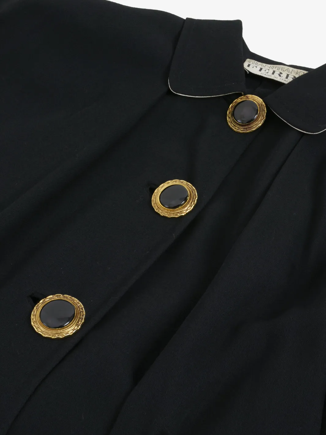 Gianfranco Ferré Black Suit With Jewels Buttons - 80s