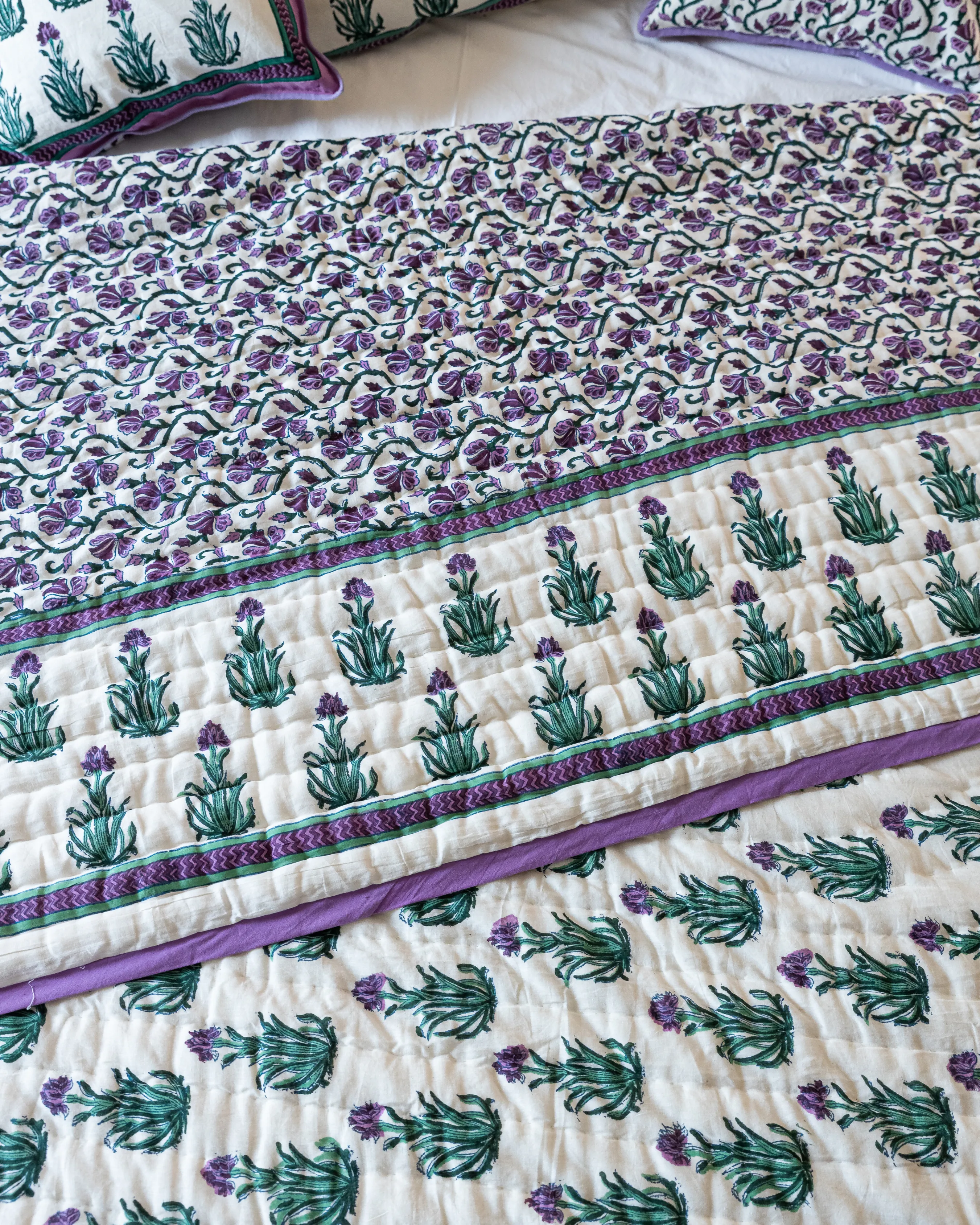 Gilly Flower Handblock Printed Cotton Quilt