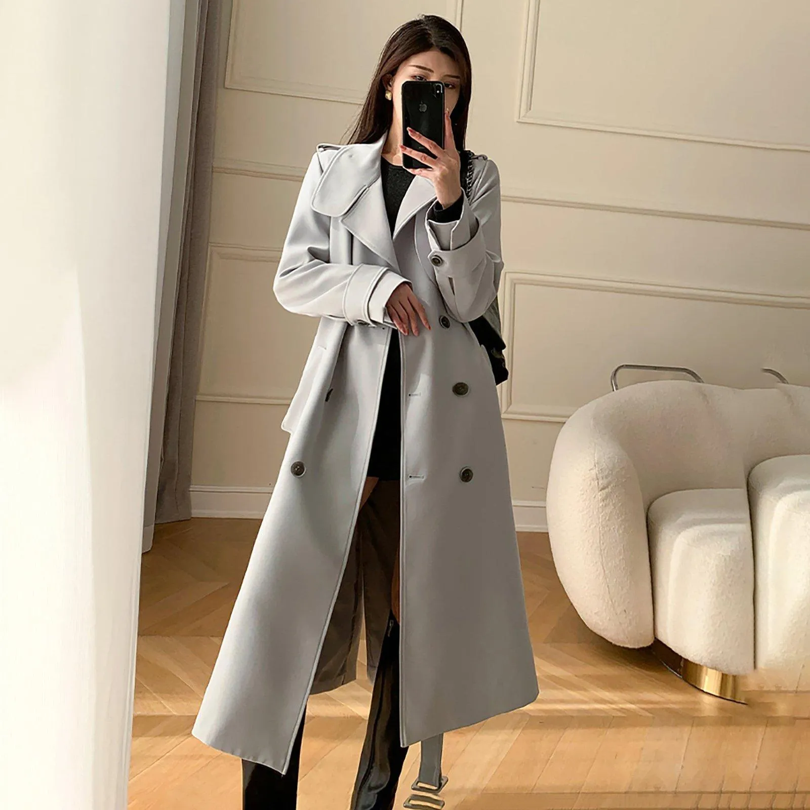 Gina Double Breasted Belted Trench Coat