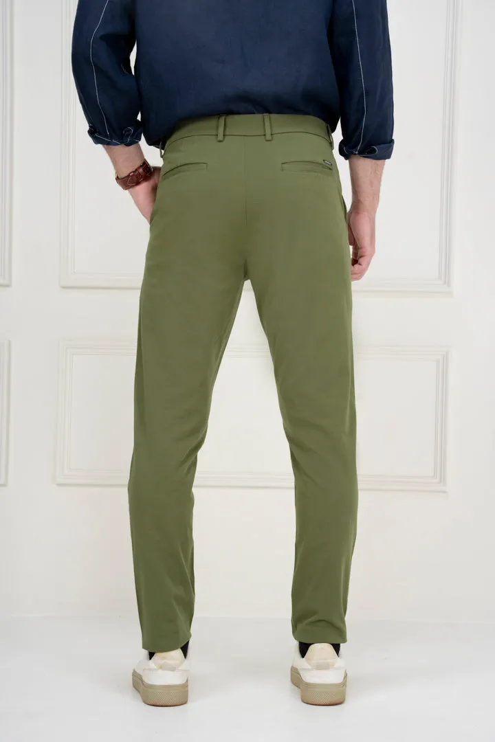 Green Slim Fit Stretch Chino Pants