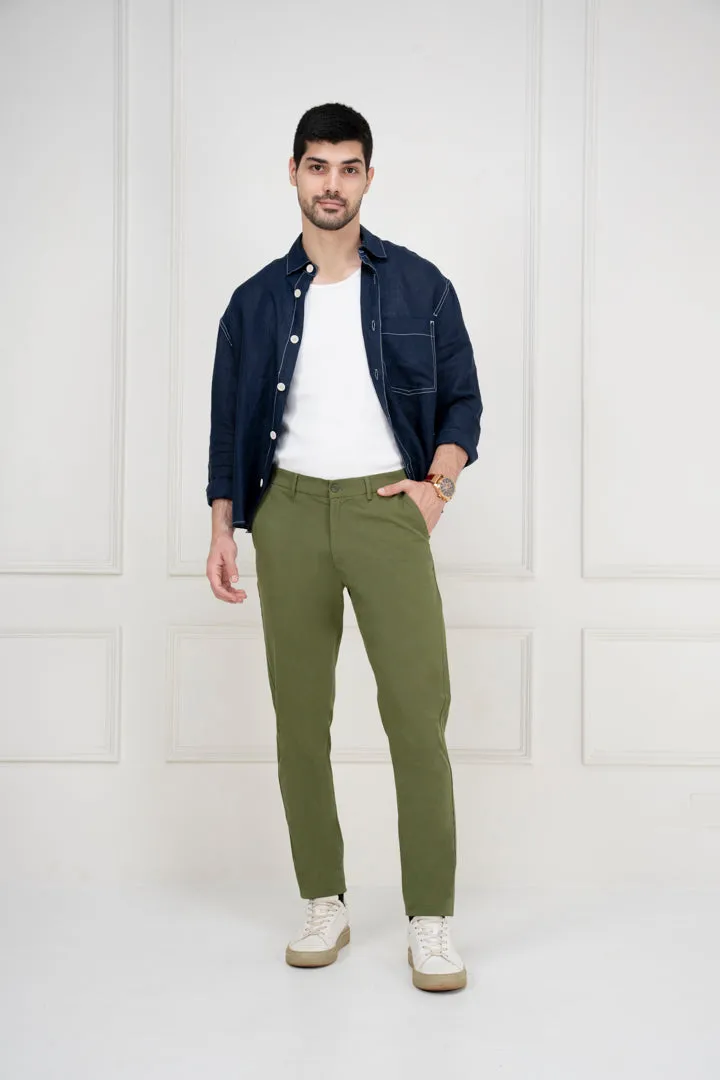 Green Slim Fit Stretch Chino Pants