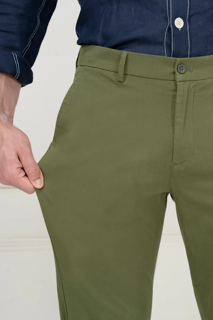 Green Slim Fit Stretch Chino Pants