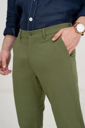 Green Slim Fit Stretch Chino Pants