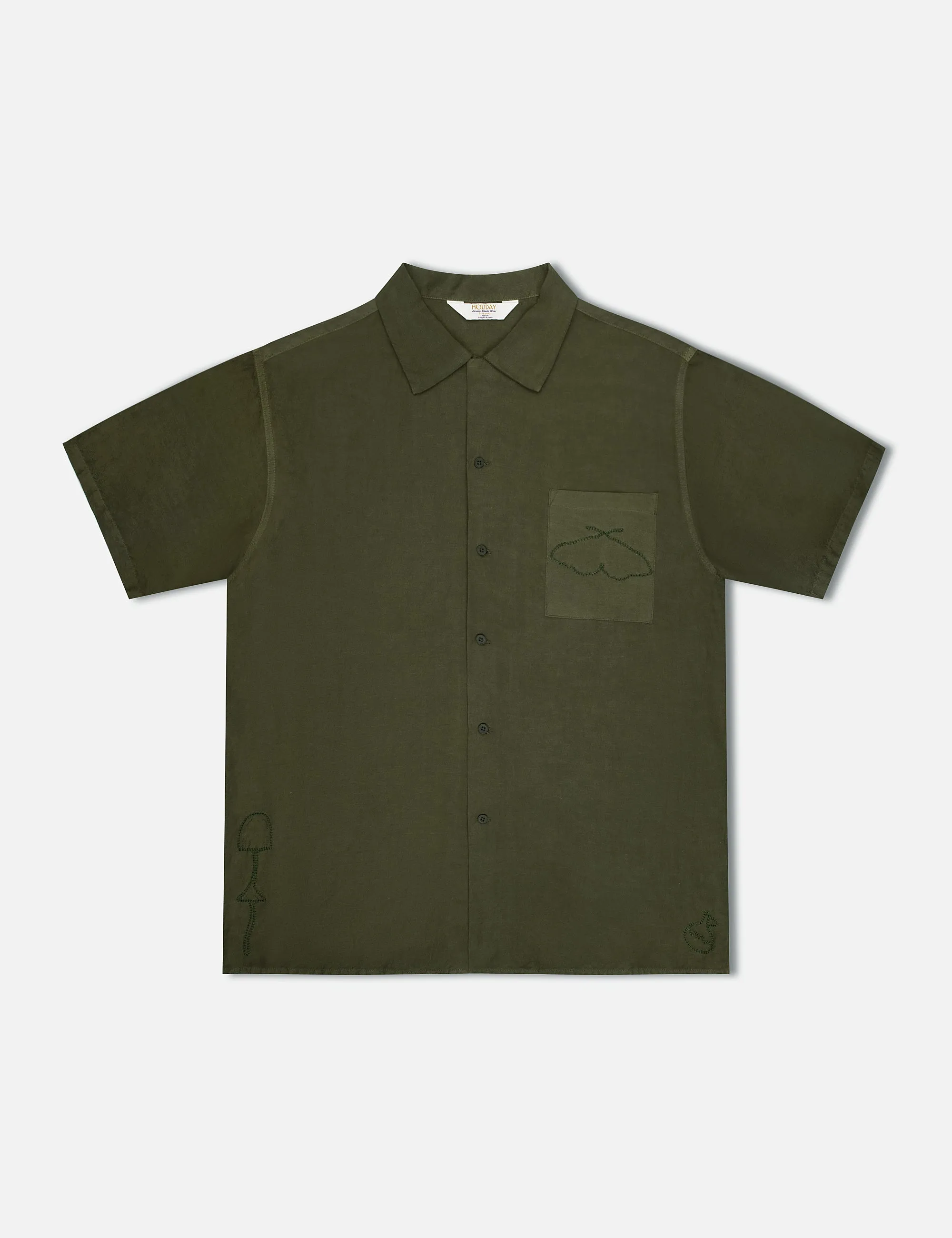 Huck Embroidered Short Sleeve Shirt - Fatigue