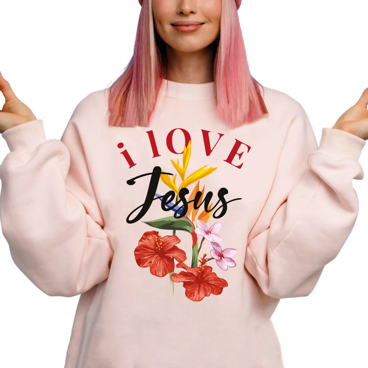 I Love Jesus Flower Crewneck Sweatshirt