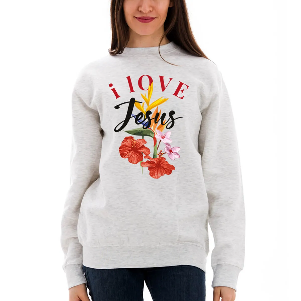 I Love Jesus Flower Crewneck Sweatshirt