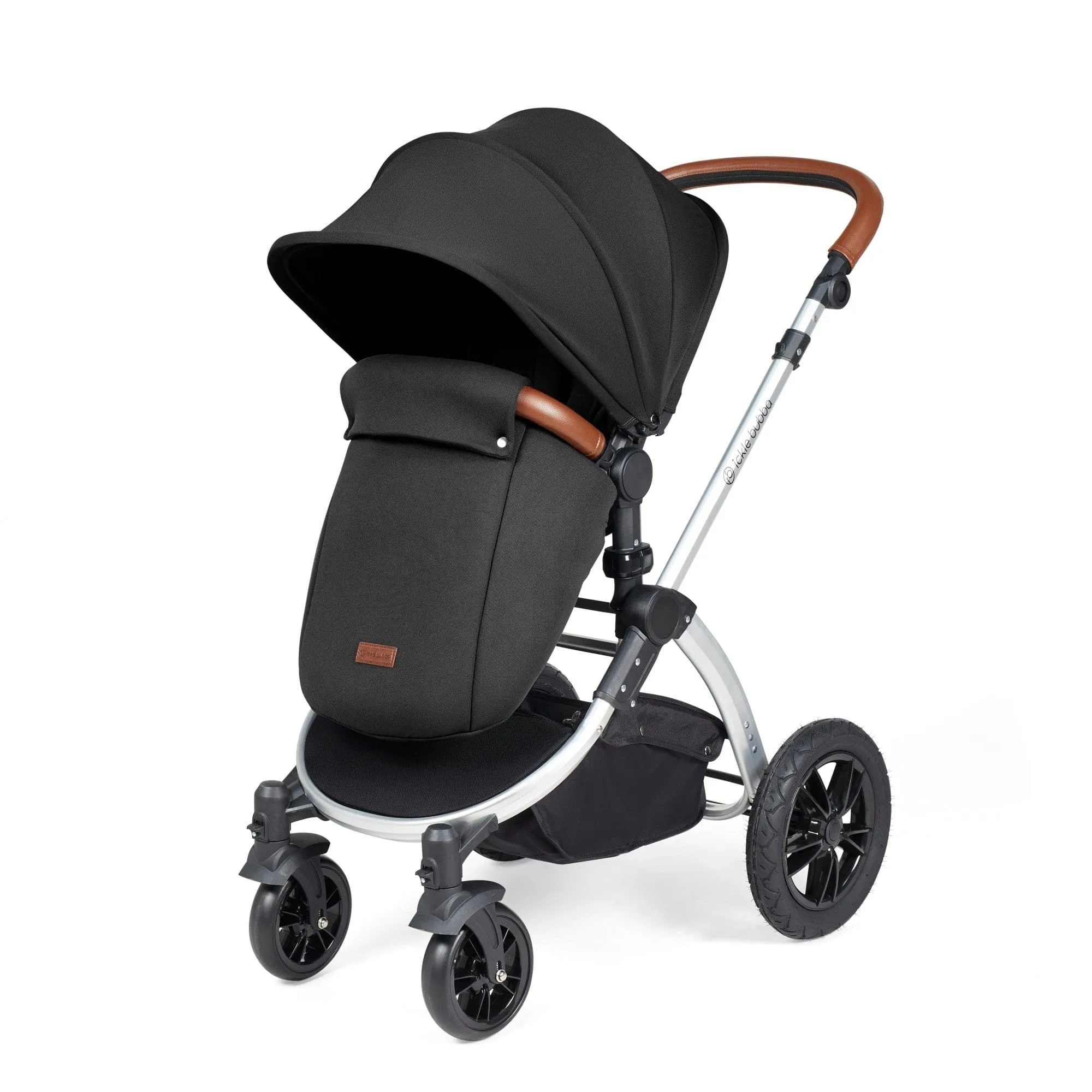 Ickle Bubba Stomp Luxe All-in-One I-Size Travel System With Isofix Base -  Silver / Midnight / Tan