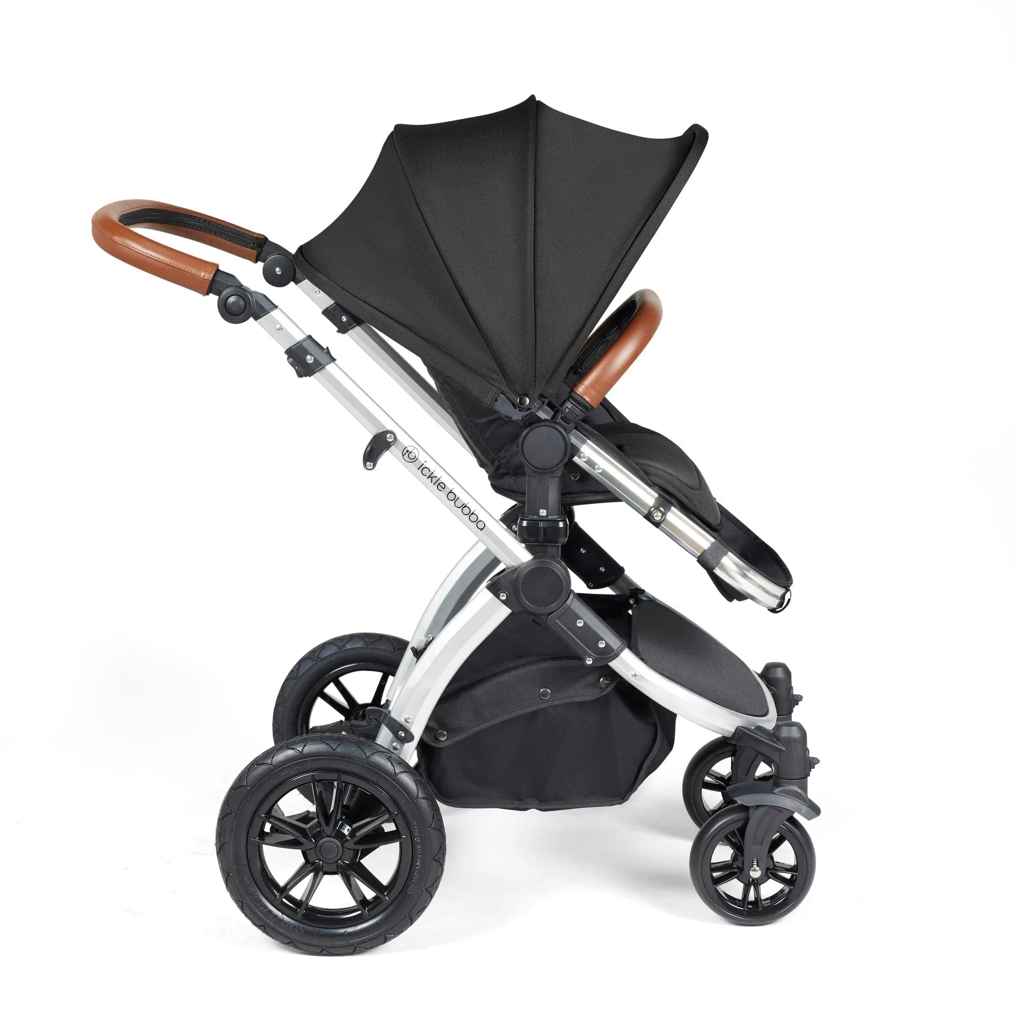 Ickle Bubba Stomp Luxe All-in-One I-Size Travel System With Isofix Base -  Silver / Midnight / Tan