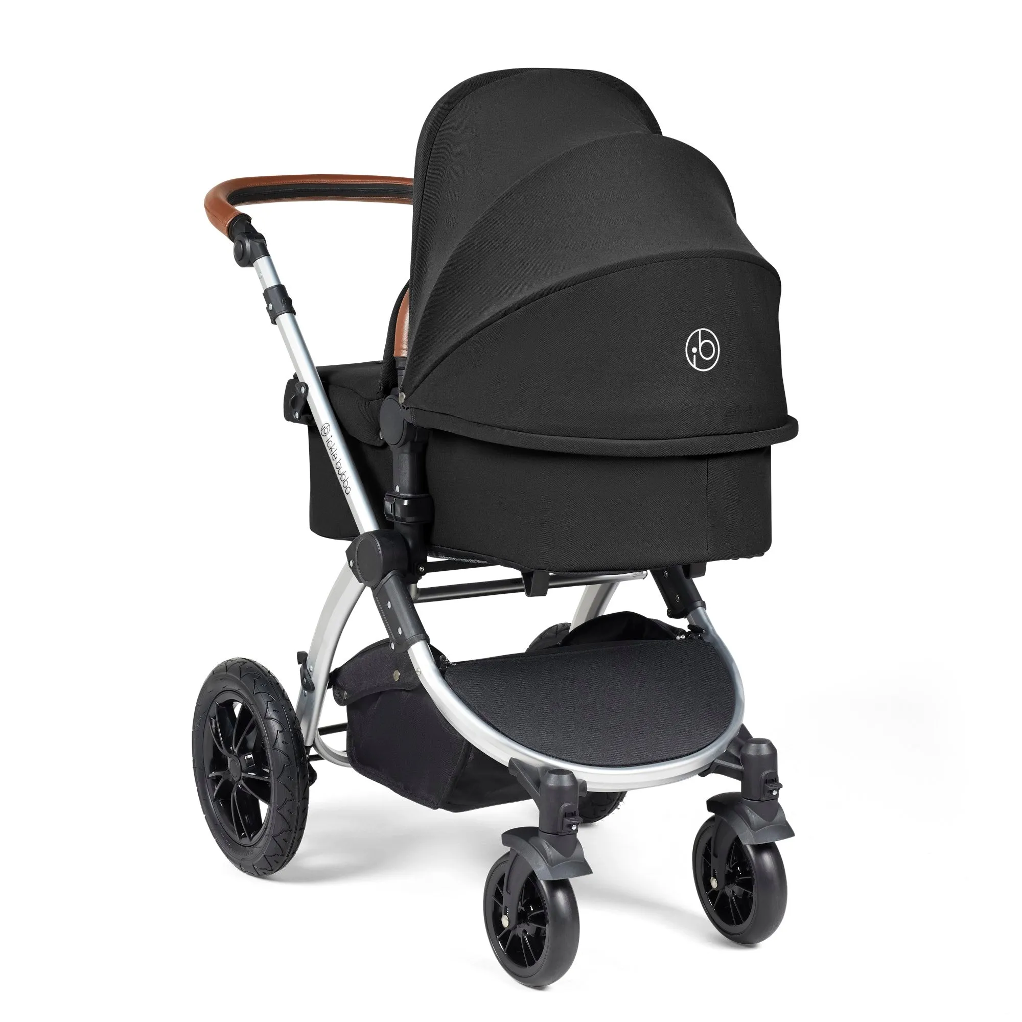 Ickle Bubba Stomp Luxe All-in-One I-Size Travel System With Isofix Base -  Silver / Midnight / Tan