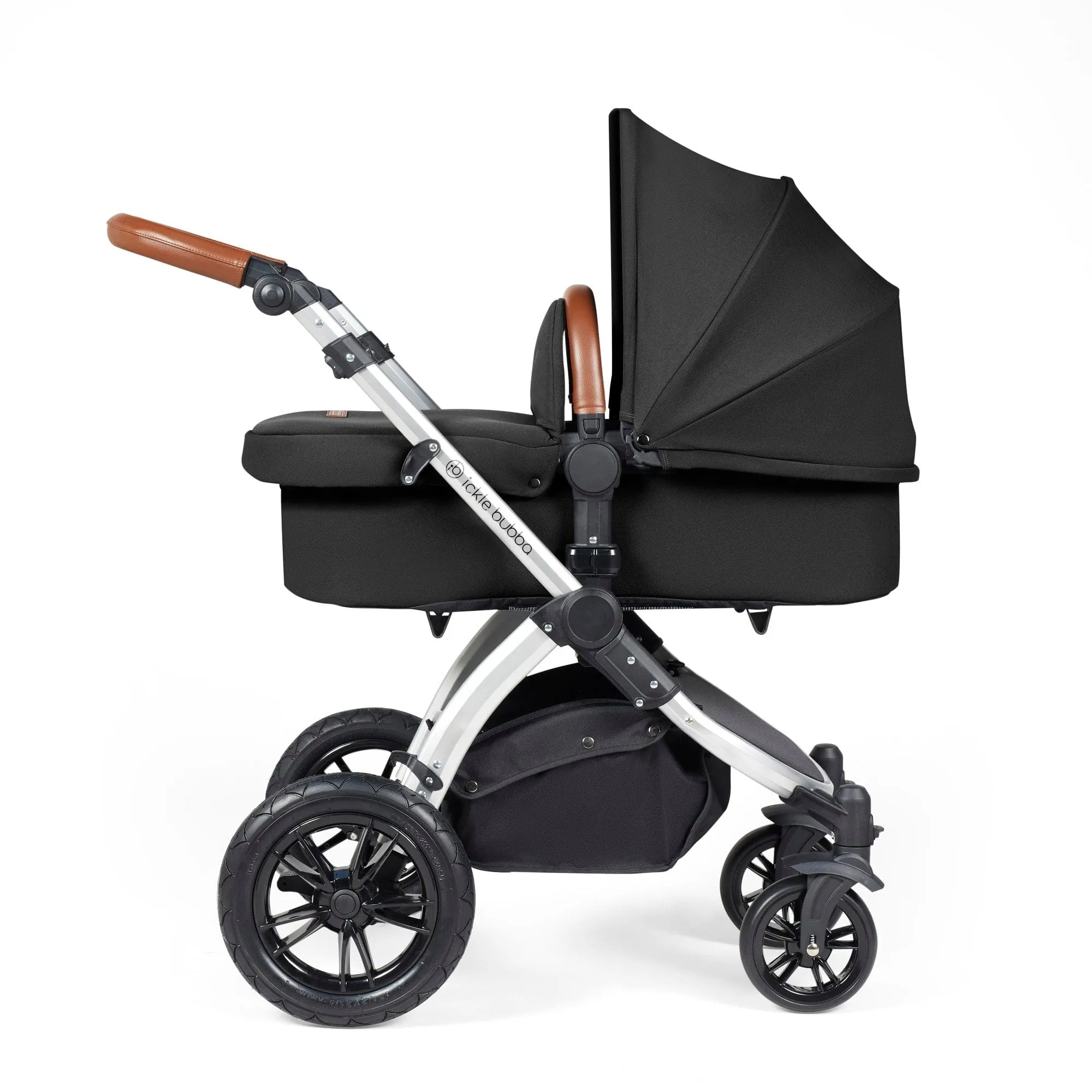 Ickle Bubba Stomp Luxe All-in-One I-Size Travel System With Isofix Base -  Silver / Midnight / Tan