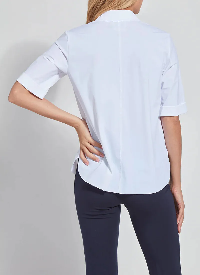 Josie Short Sleeve Button Down in white by Lysse