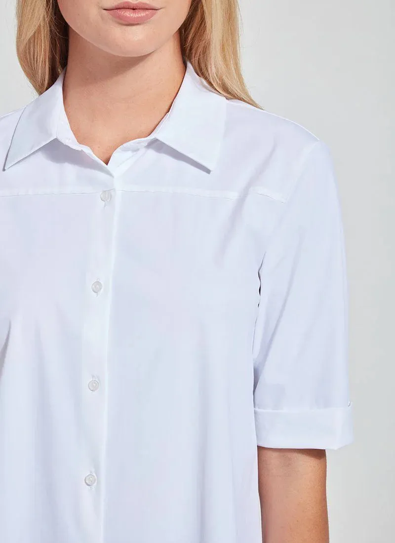 Josie Short Sleeve Button Down in white by Lysse