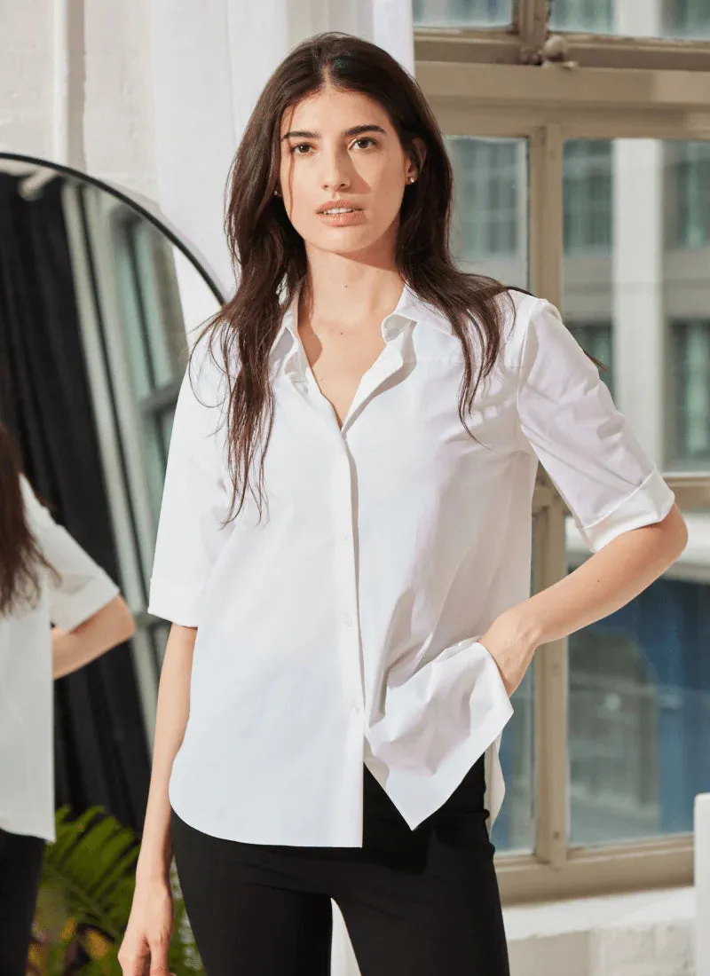 Josie Short Sleeve Button Down in white by Lysse