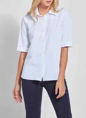 Josie Short Sleeve Button Down in white by Lysse