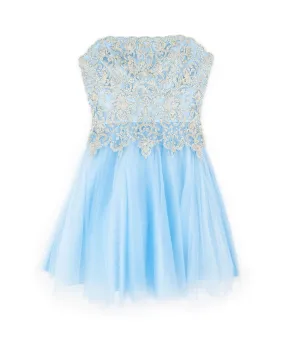 Jovani Girls Light Blue Strapless Dress