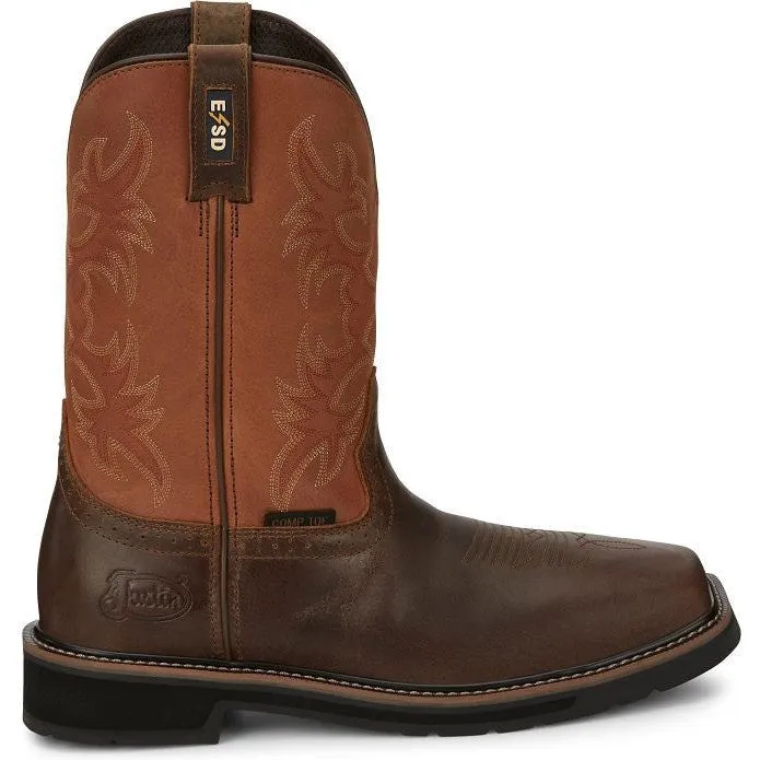 Justin Men's Actuator 11 CT Western Work Boot -Brown- SE4300