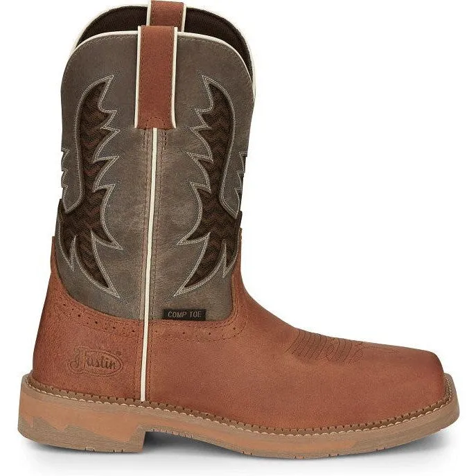 Justin Men's Bolt 11 Nano Comp Toe Western Work Boot -Brown- SE4111