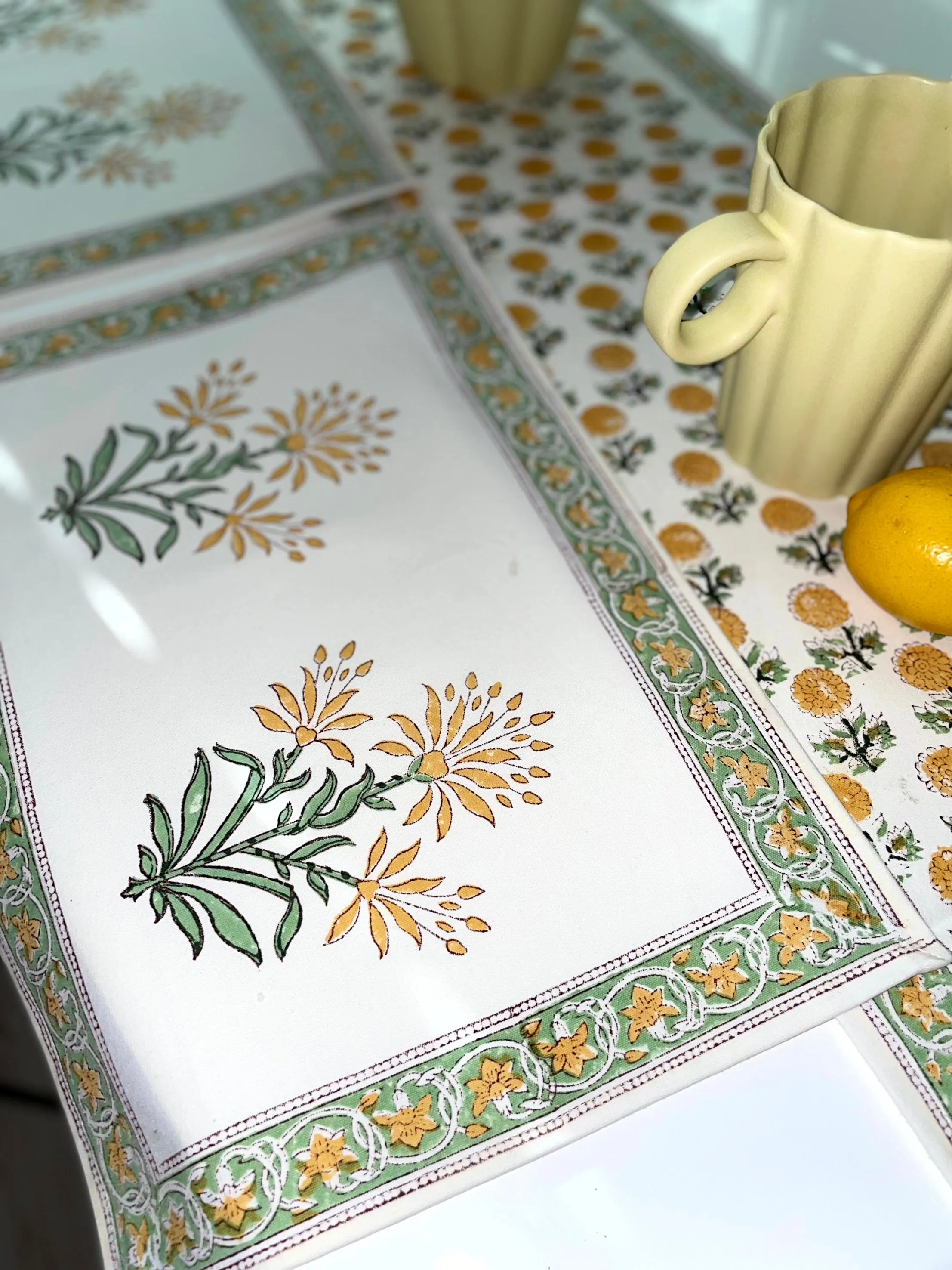 Kirsten Hand Block Print Table Mat Set