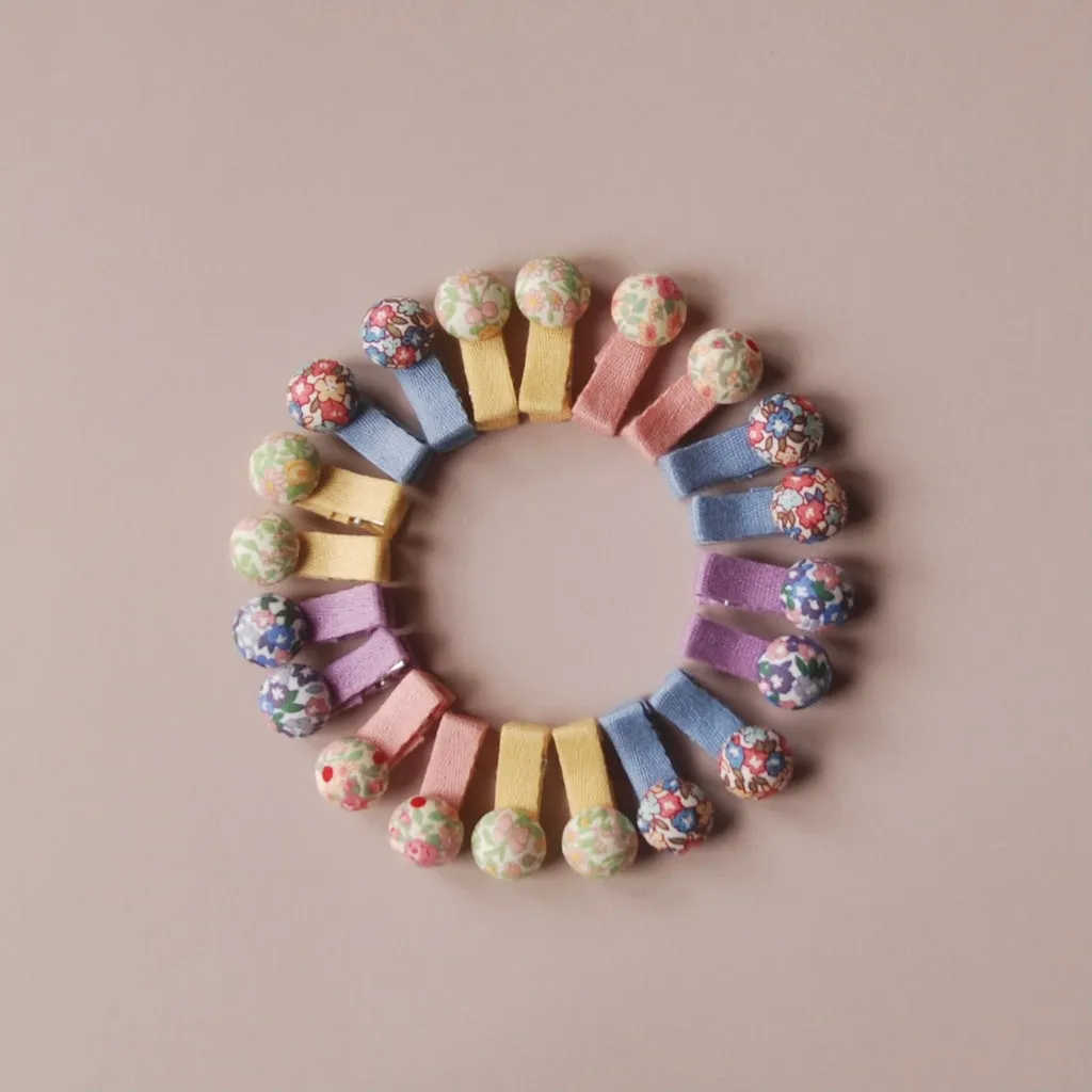 Kit & Kate Button Children's Hair Clips - Sky Blue