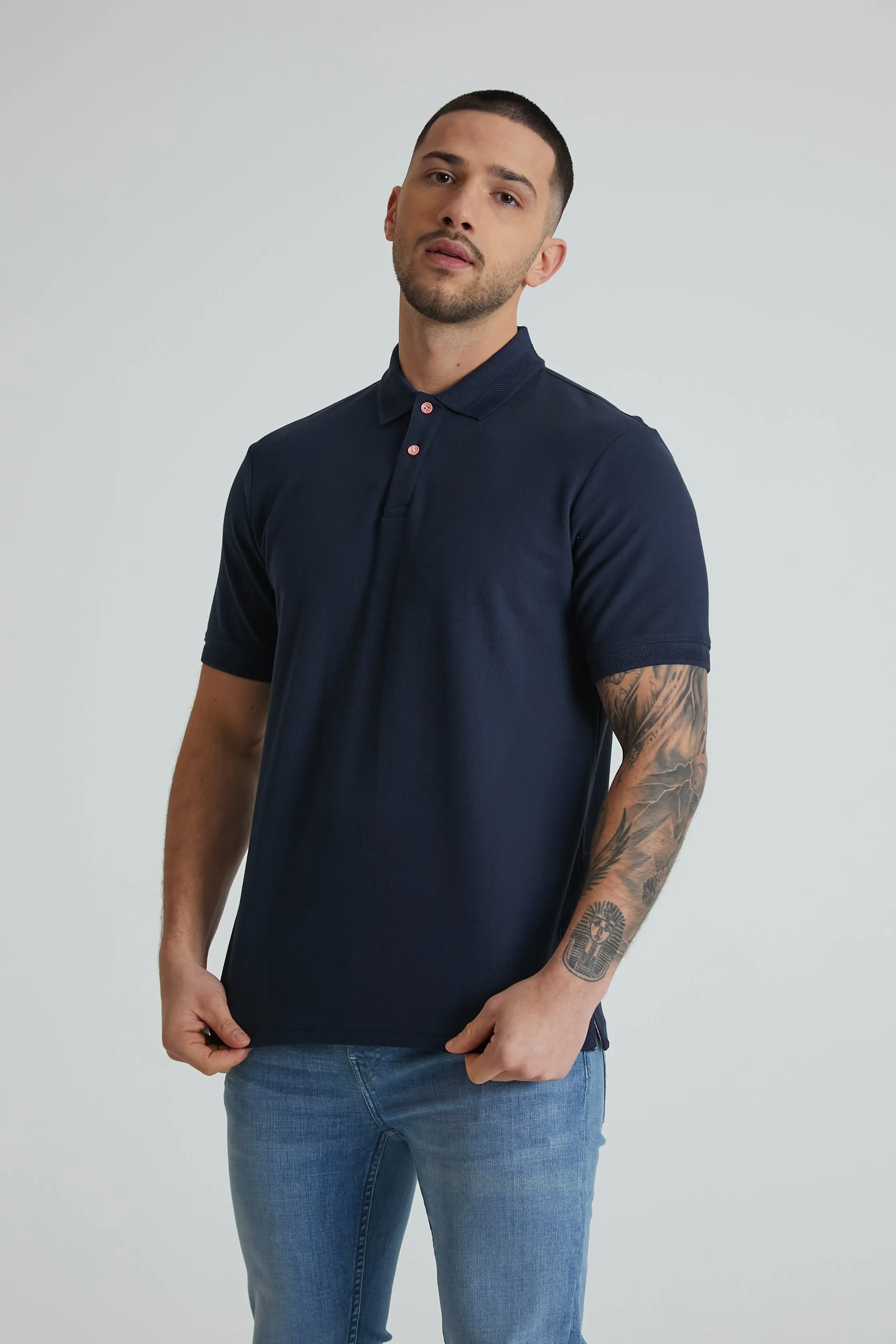 Kuga honeycomb pique polo in Navy