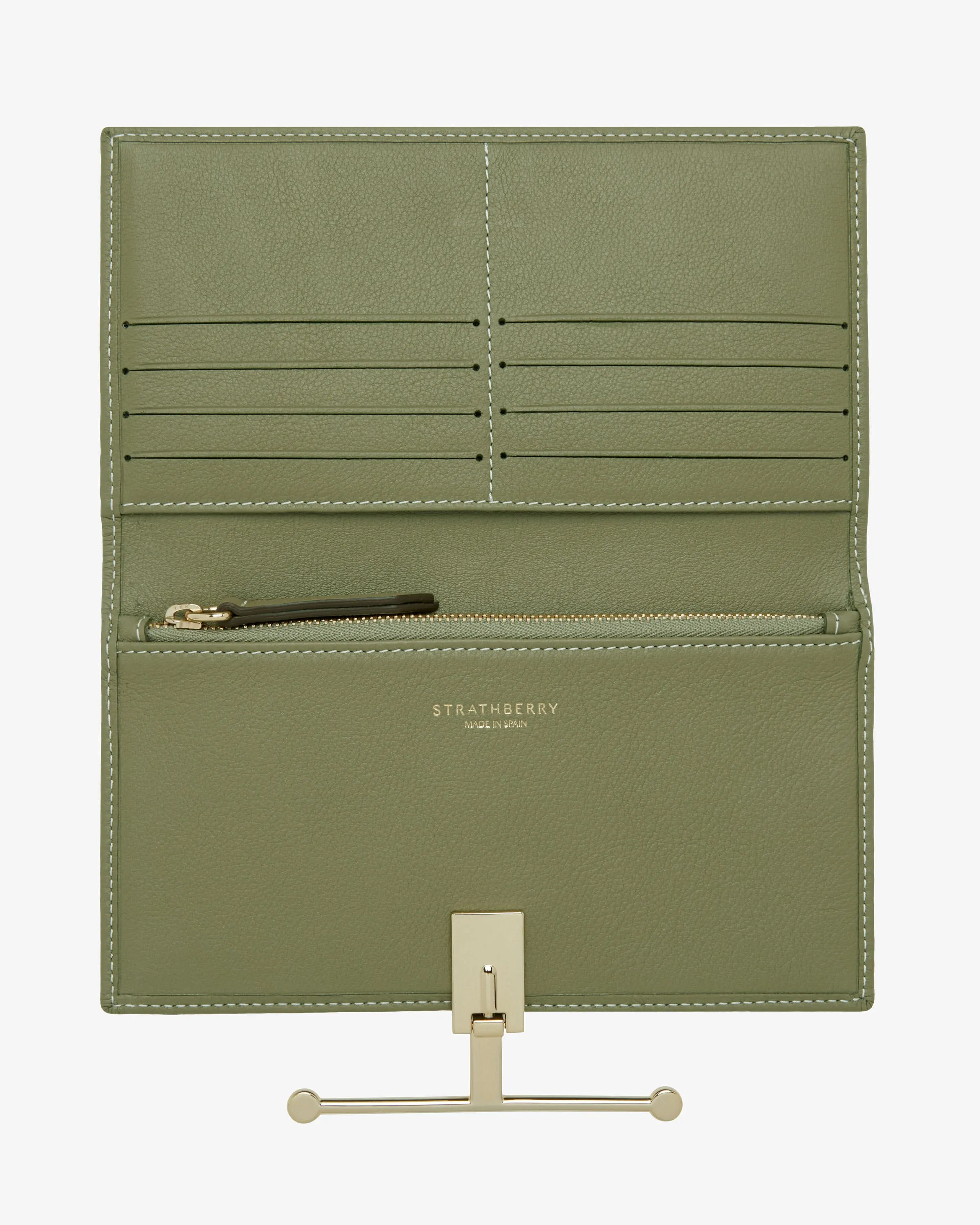 Large Melville Street Wallet - Pistachio/Vanilla Thread