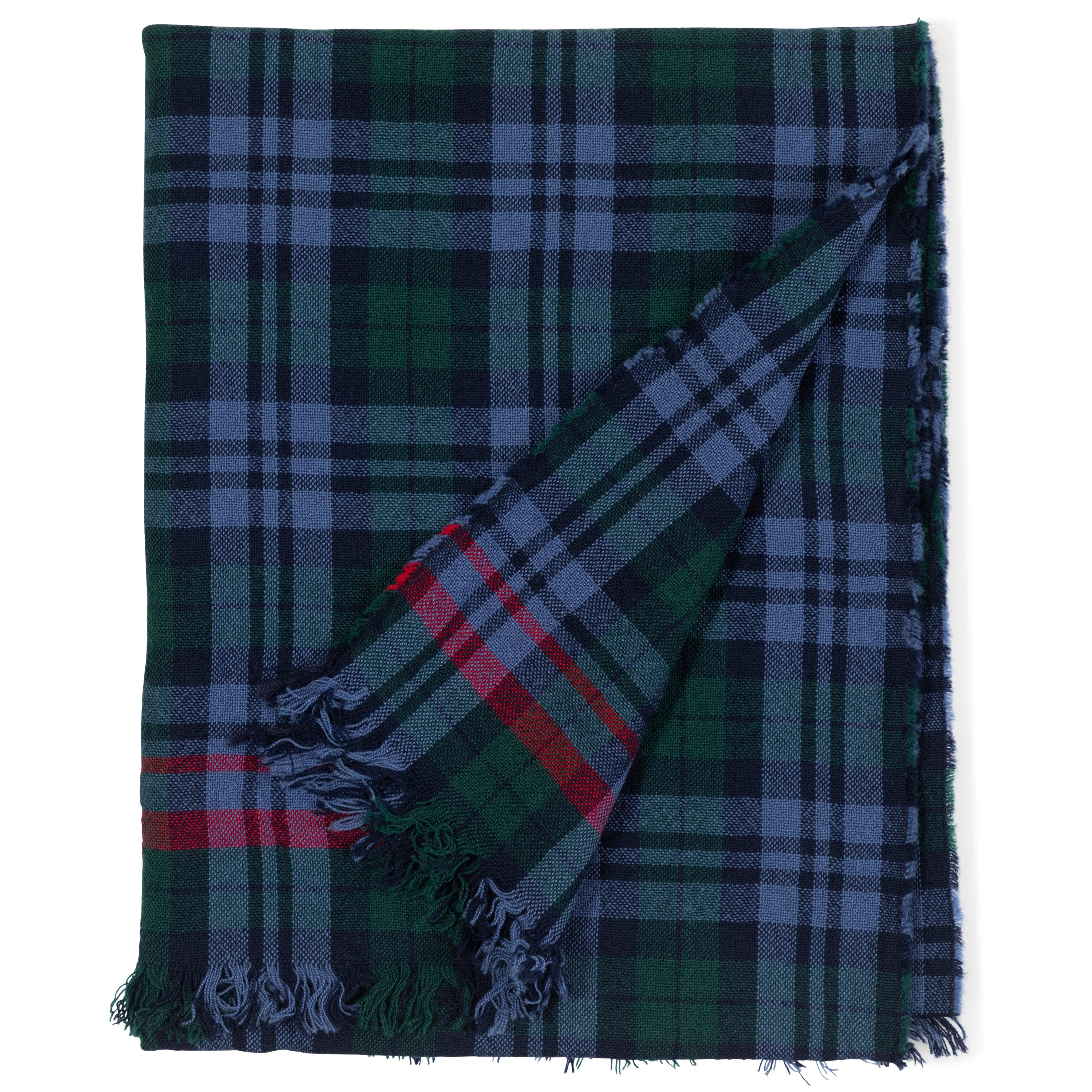 Lightweight Merino Tartan Crinkle Scarf