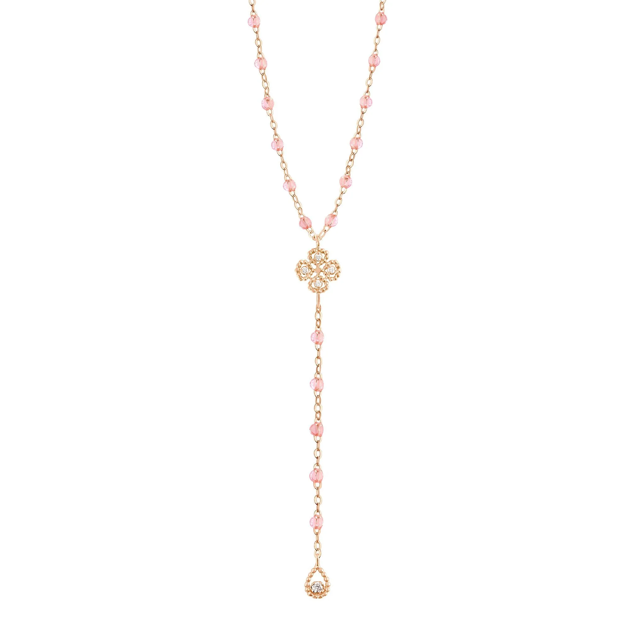 Lucky Classic Gigi Rosée diamond rosary, Rose Gold, 17.7"