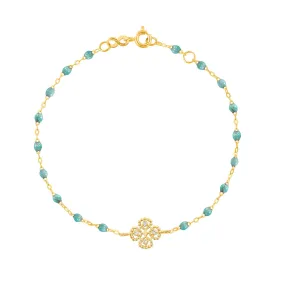 Lucky Clover Classic Gigi Iceberg diamond Bracelet, Yellow Gold, 6.7"