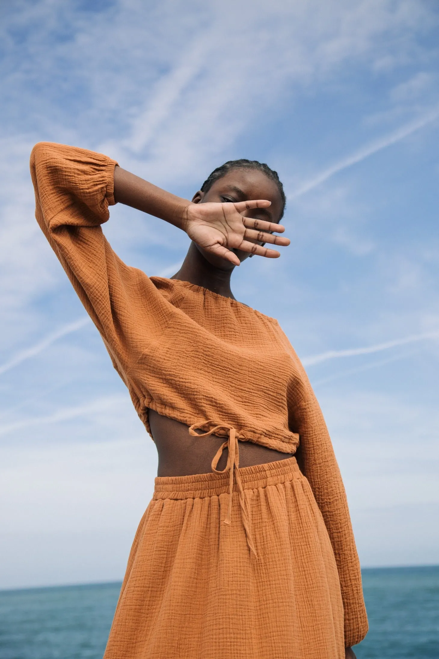 Lulu Organic Cotton Skirt in Pecan by HANNAH BEAUMONT