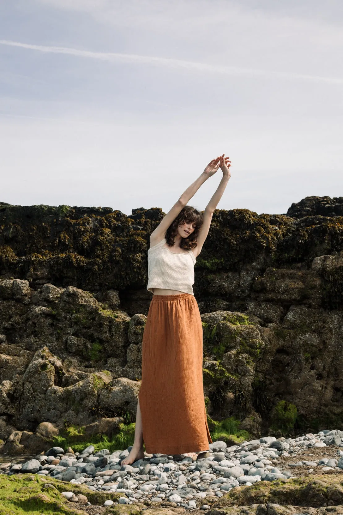 Lulu Organic Cotton Skirt in Pecan by HANNAH BEAUMONT