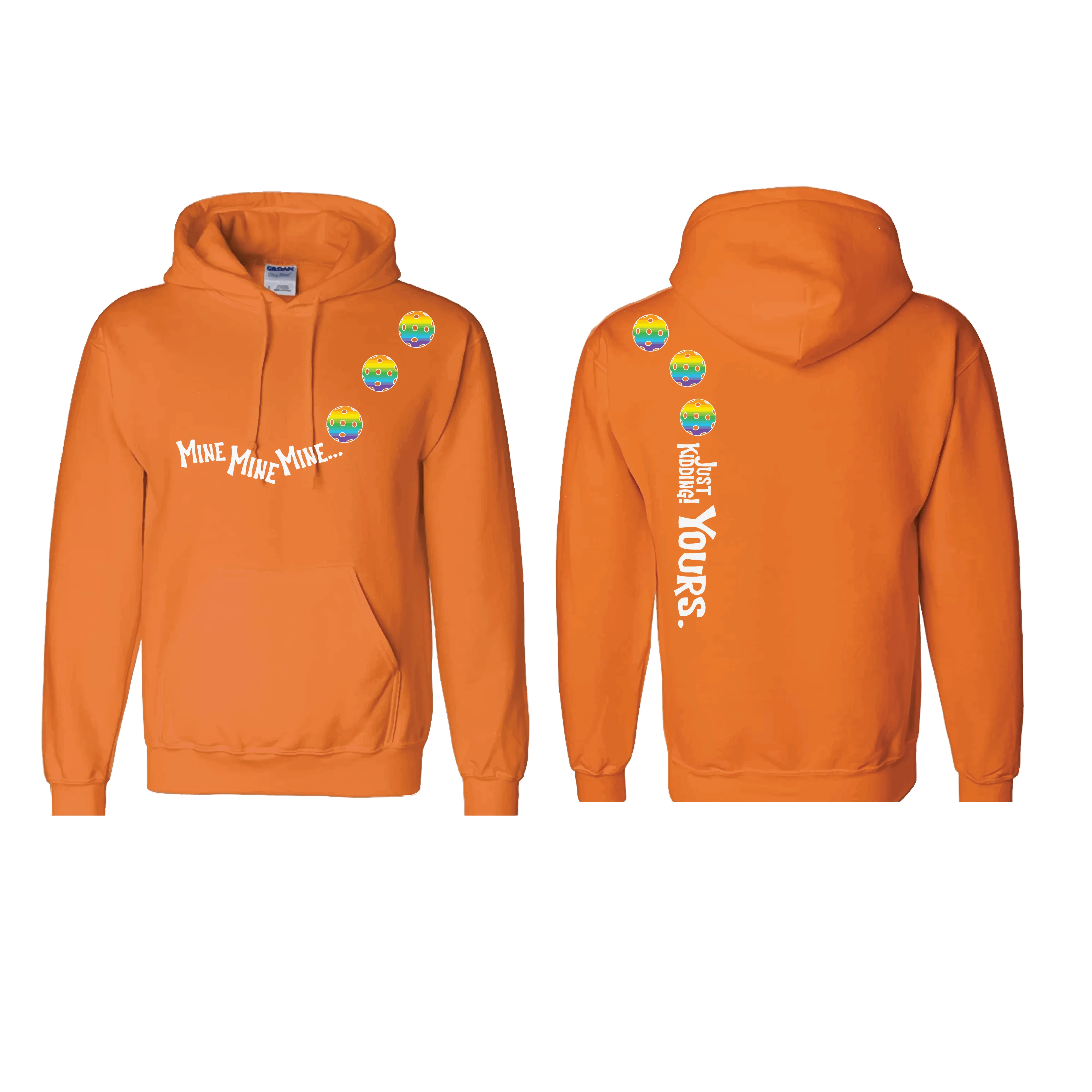 Mine JK Yours (Pickleball Colors Green Rainbow or Cyan) | Unisex Hoodie Athletic Sweatshirt | 50% Cotton/50% Polyester