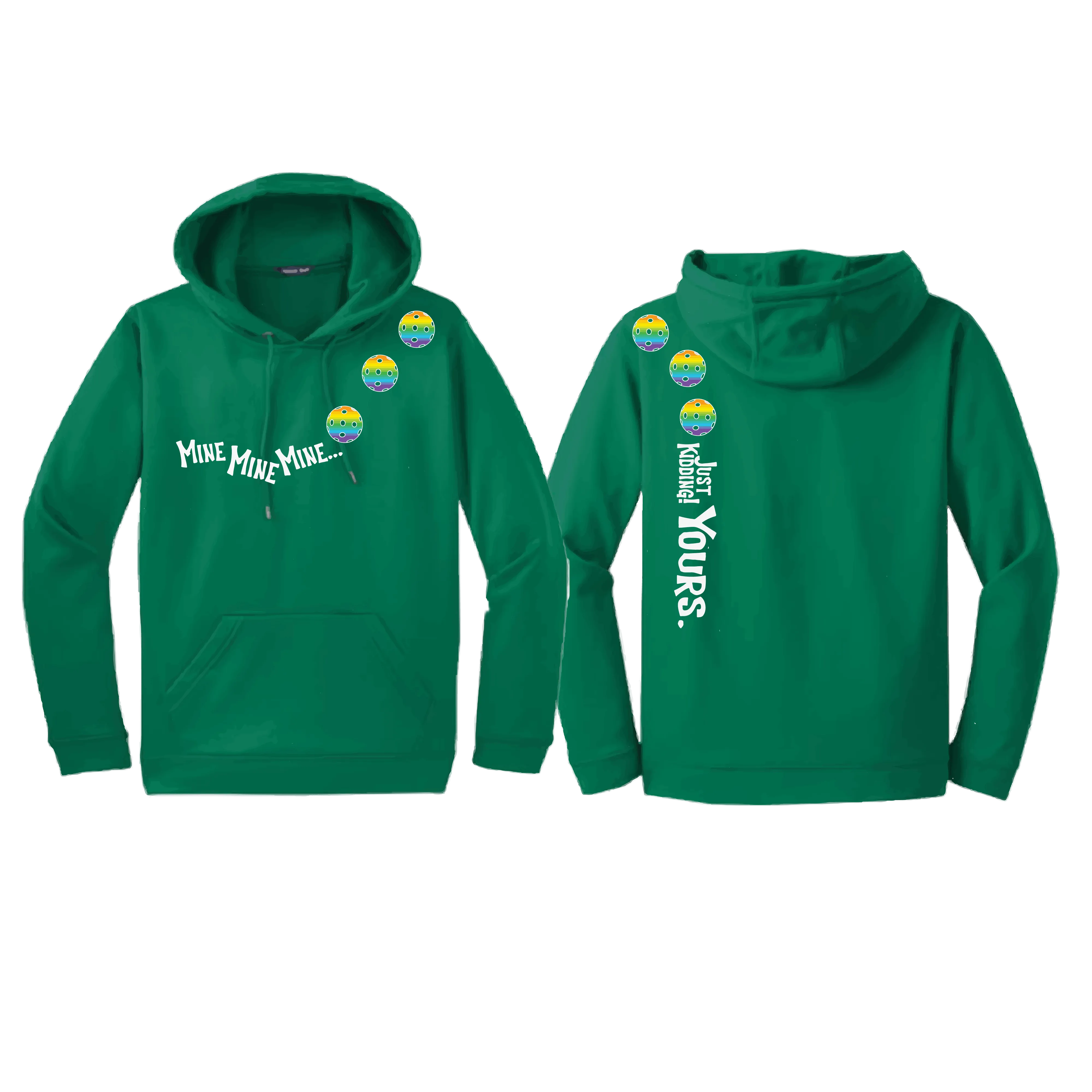 Mine JK Yours (Pickleball Colors Green Rainbow or Cyan) | Unisex Hoodie Athletic Sweatshirt | 50% Cotton/50% Polyester