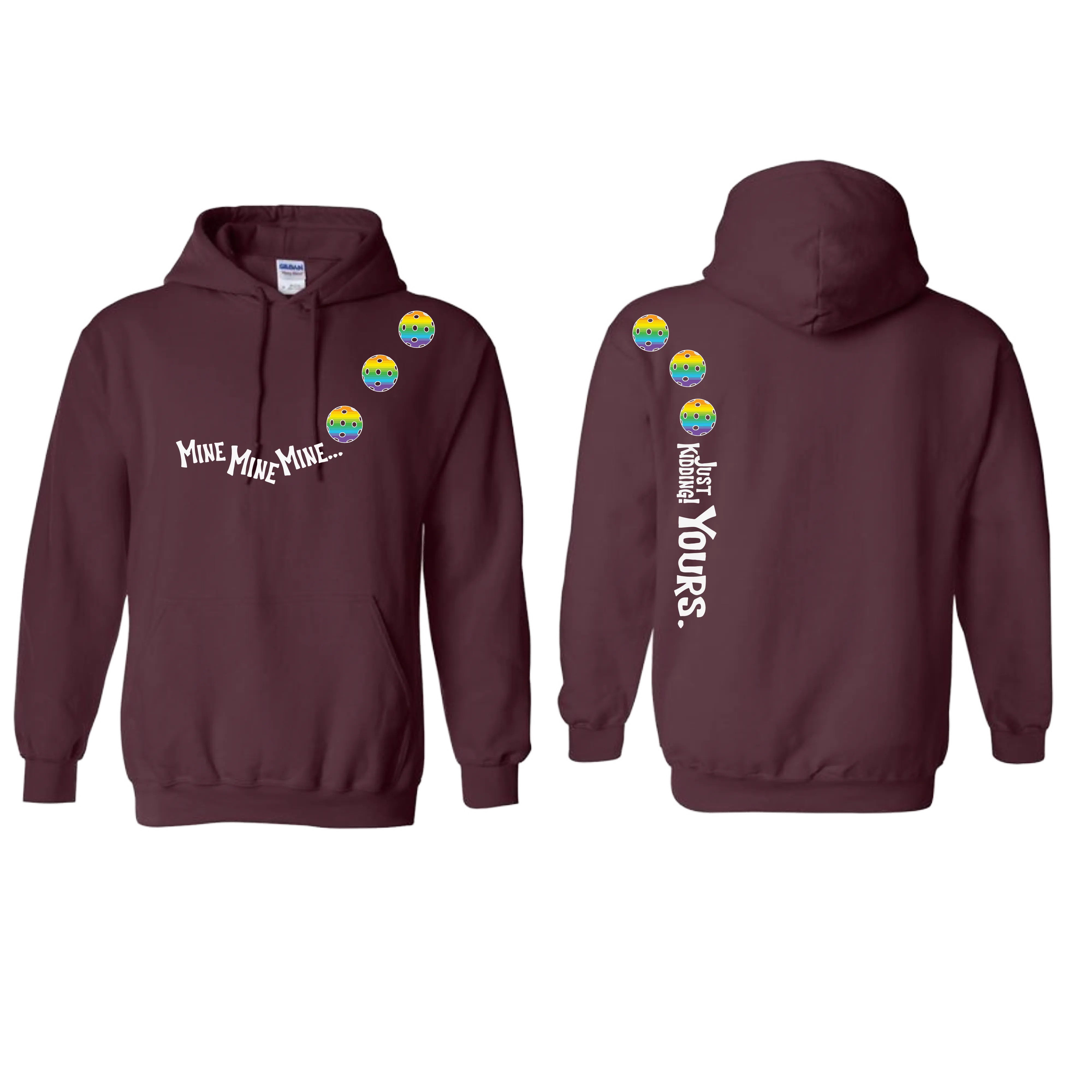 Mine JK Yours (Pickleball Colors Green Rainbow or Cyan) | Unisex Hoodie Athletic Sweatshirt | 50% Cotton/50% Polyester