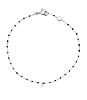 Mini Gigi Black bracelet, White Gold 1 Diamond, 6.7"