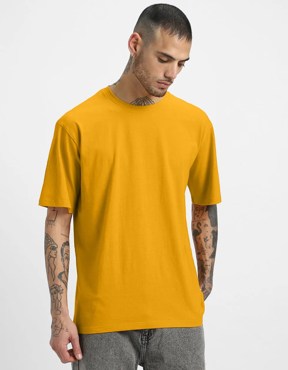 Mustard Solid Oversized Tshirt