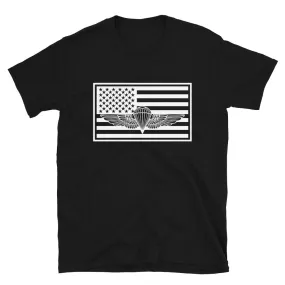 Naval Parachutist in Flag Short-Sleeve Unisex T-Shirt