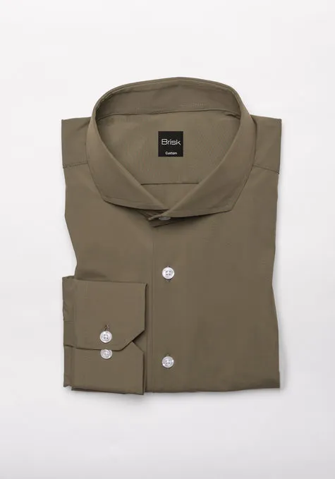 Olive Green Four Way Performance Stretch Shirt - Wrinkle Free