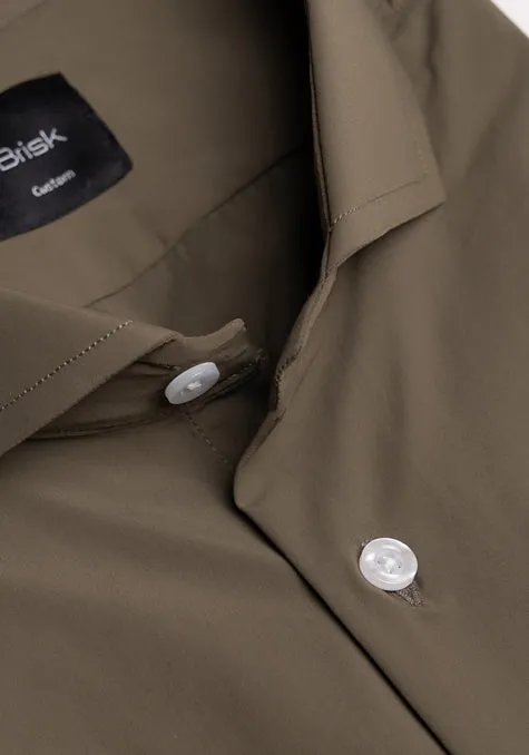 Olive Green Four Way Performance Stretch Shirt - Wrinkle Free