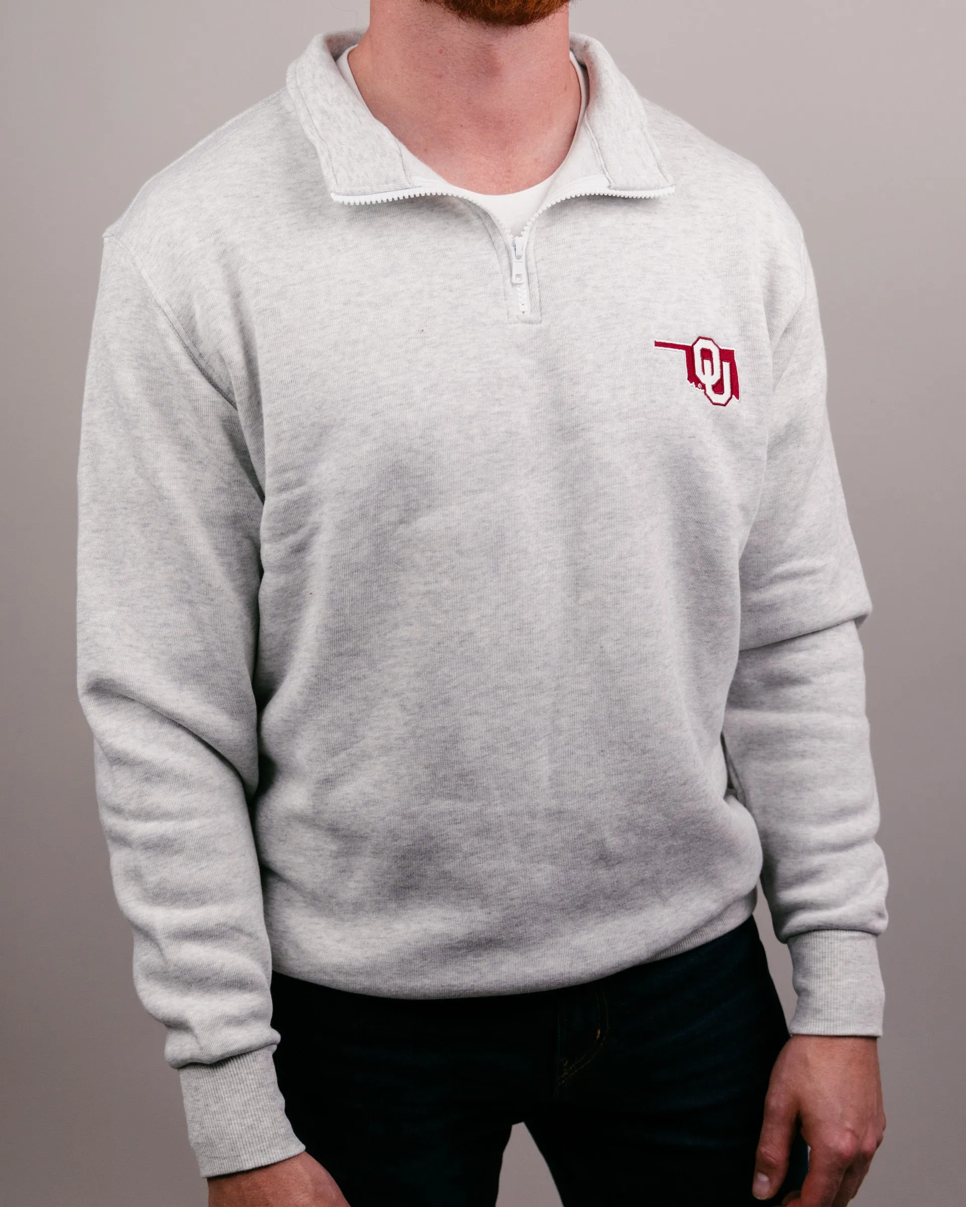 OU Sooners Ash Grey Quarter Zip