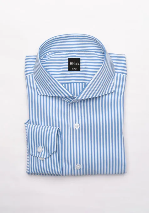 Pale Blue Performance Stretch Stripes Shirt - Wrinkle Free