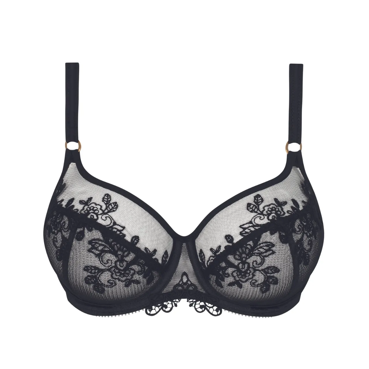 Paola Underwired Low Neck Bra in Black